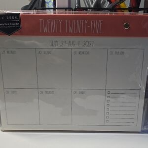 Rae Dunn Red Weekly Desk Calendar